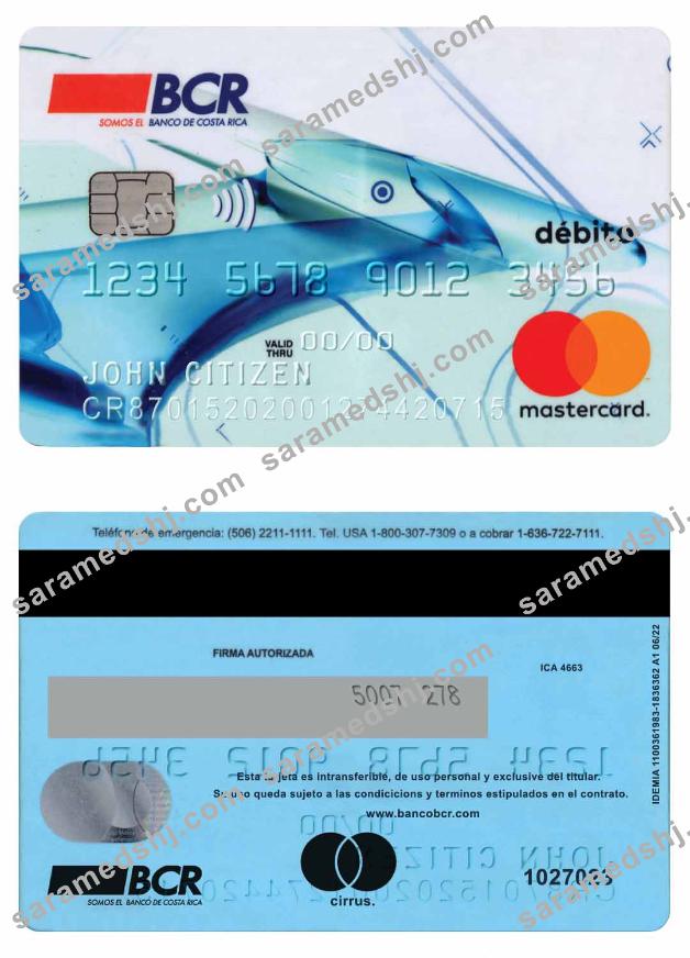 Costa Rica BCR bank mastercard